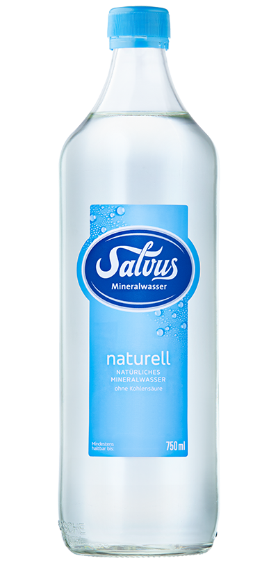 Produktabbildung Salvus Naturell Mineralwasser in der Glasflasche.