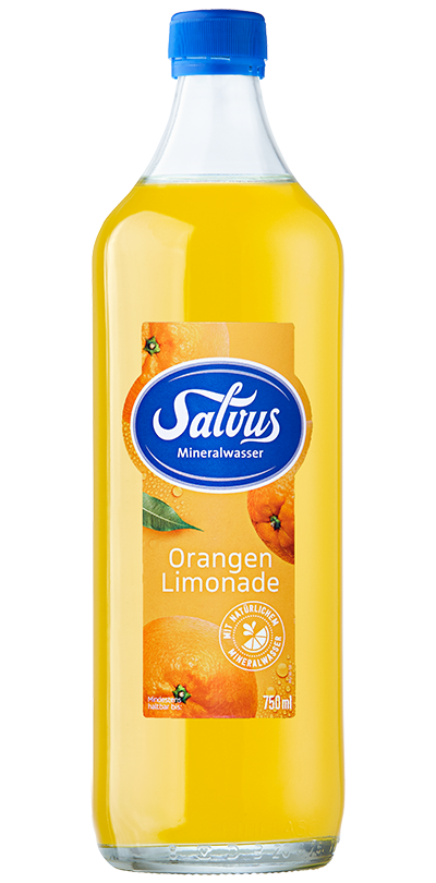 Produktabbildung Salvus Orangen Limonade in der Glasflasche.