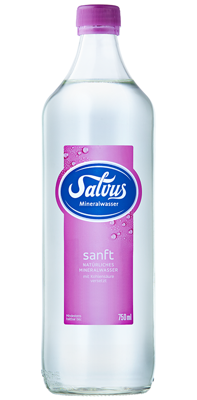 Produktabbildung Salvus Sanft Mineralwasser in der Glasflasche.