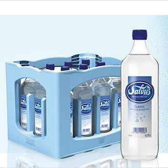 Darstellung der neuen Salvus Glasflasche, die im Jahr 2011 entwickelt wurde.