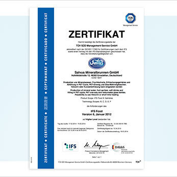 Darstellung des IFS-Zertifikats. Salvus ist IFS zertifiziert.