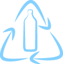 Icon für die Kreislaufwirtschaft im Glas-Bereich. Unsere Glasflaschen haben immer mehrere Leben, sodass Ressourcen geschont und die Ökobilanz optimiert werden.